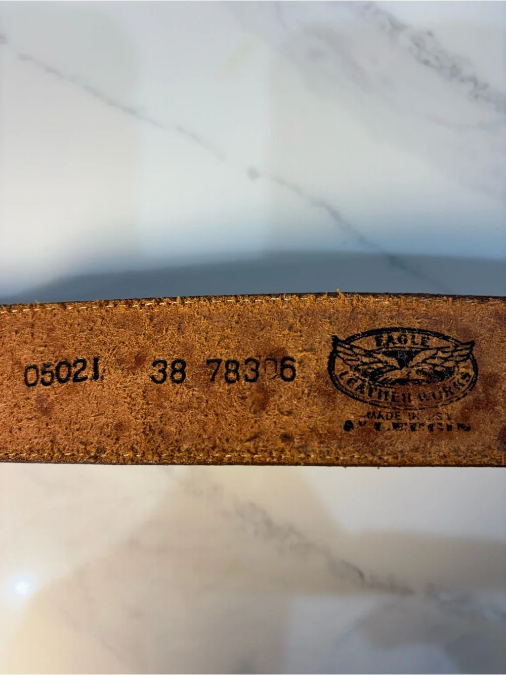 Vintage Eagle Leatherworks Tooled Floral Belt Brown 38 Made USA Leather Western